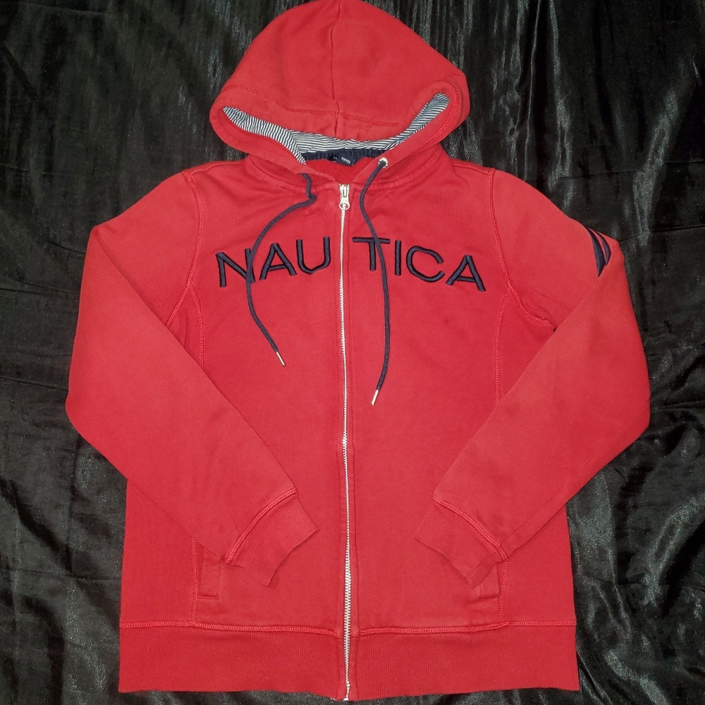 Nautica Zip-Up Logo Hoodie, Red, Boys Small
